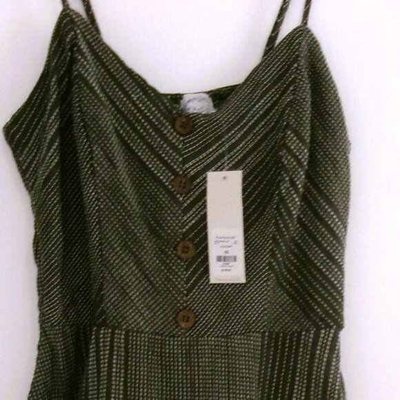New Blue Rain Olive Green Skater Dress Francesca's NWT XS / S Spaghetti Straps - Picture 3 of 9